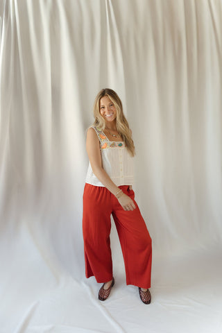 Z Supply Scout Linen Pants, Chilipepper - The Red Thread Boutique