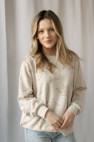 Sandy Seashell Sweatshirt - The Red Thread Boutique