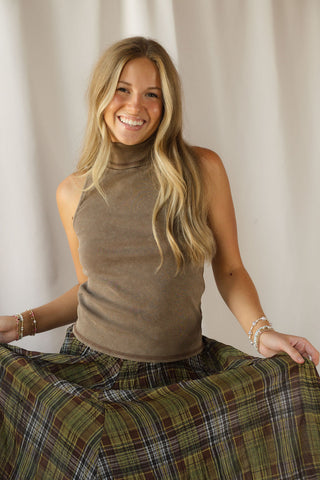 Maribel Turtleneck Tank, Milk Chocolate - The Red Thread Boutique