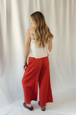 Z Supply Scout Linen Pants, Chilipepper - The Red Thread Boutique