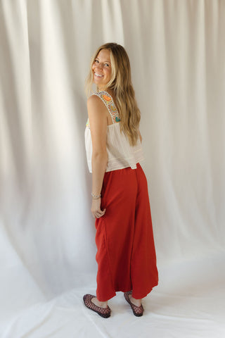 Z Supply Scout Linen Pants, Chilipepper - The Red Thread Boutique