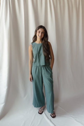 Z Supply Sloane Linen Top, Everglade - The Red Thread Boutique