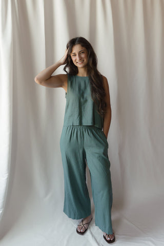 Z Supply Sloane Linen Top, Everglade - The Red Thread Boutique