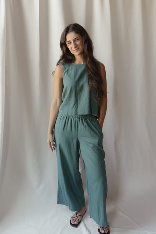 Z Supply Sloane Linen Top, Everglade - The Red Thread Boutique