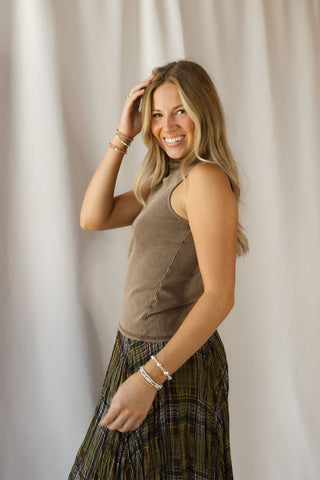 Maribel Turtleneck Tank, Milk Chocolate - The Red Thread Boutique
