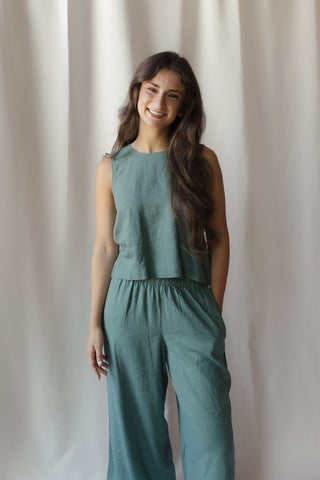 Z Supply Scout Linen Pants, Everglade - The Red Thread Boutique