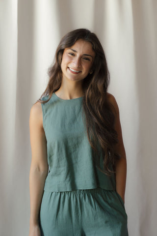 Z Supply Sloane Linen Top, Everglade - The Red Thread Boutique