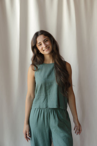 Z Supply Sloane Linen Top, Everglade - The Red Thread Boutique