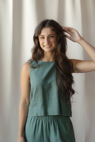 Z Supply Sloane Linen Top, Everglade - The Red Thread Boutique