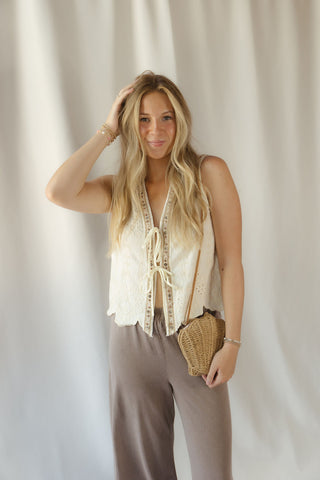 Ellis Beaded Lace Vest - The Red Thread Boutique