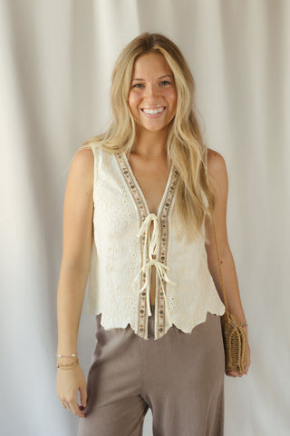 Ellis Beaded Lace Vest - The Red Thread Boutique