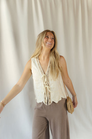 Ellis Beaded Lace Vest - The Red Thread Boutique