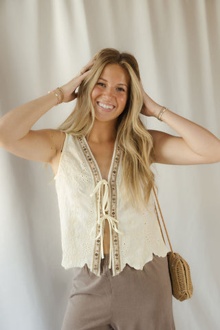 Ellis Beaded Lace Vest - The Red Thread Boutique