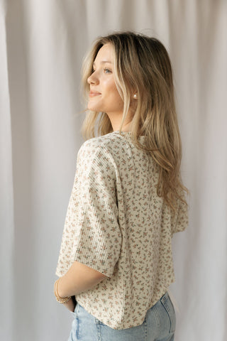 Arlo Floral Henley Tee - The Red Thread Boutique