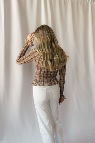 Sherry Smocked Plaid Top,