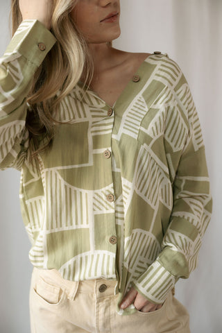 Opal Abstract Top, Olive - The Red Thread Boutique