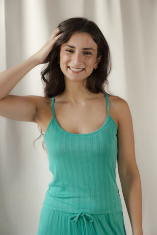Z Supply Lynn Pointelle Cami, Light Rainforest - The Red Thread Boutique