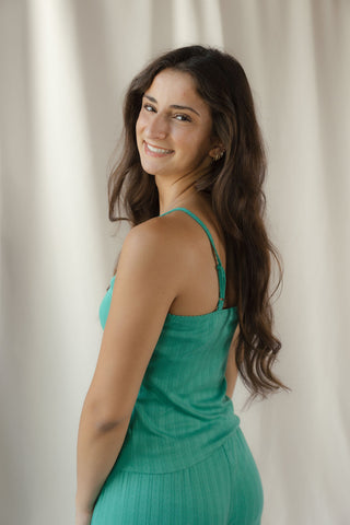 Z Supply Lynn Pointelle Cami, Light Rainforest - The Red Thread Boutique