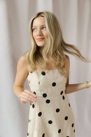 Madison Polka Dot Linen Dress - The Red Thread Boutique