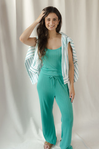 Z Supply Downhome Pointelle Pants, Light Rainforest - The Red Thread Boutique