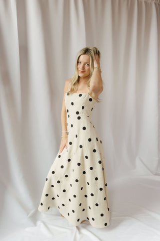 Madison Polka Dot Linen Dress - The Red Thread Boutique