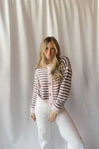 Kasyn Fuzzy Knit Cardigan, Pink