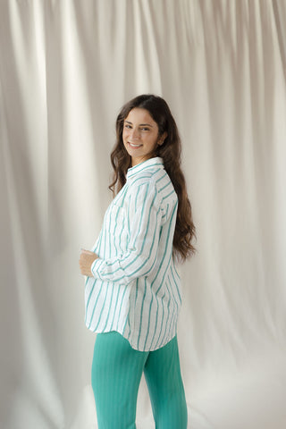 Z Supply Saturday's Stripe Shirt, Rainforest - The Red Thread Boutique