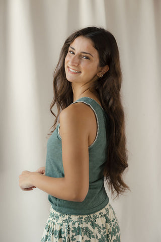 Z Supply Julian Crochet Tank, Evergalde - The Red Thread Boutique