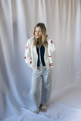 Americana Bow Sweater Cardigan - The Red Thread Boutique