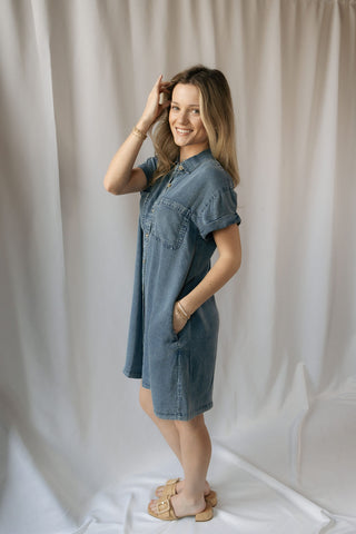 June Dress, Dusty Denim - The Red Thread Boutique