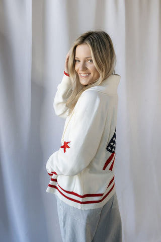 Americana Bow Sweater Cardigan - The Red Thread Boutique