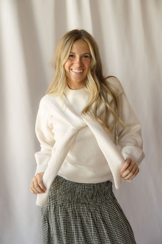 Beau Tie Shoulder Sweater, Oat