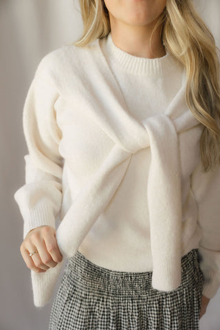 Beau Tie Shoulder Sweater, Oat