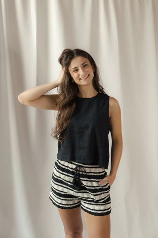 Z Supply Sloane Linen Top, Black - The Red Thread Boutique