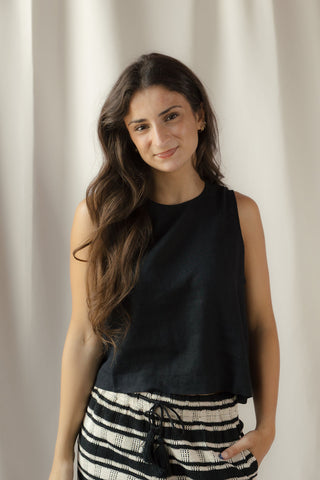 Z Supply Sloane Linen Top, Black - The Red Thread Boutique
