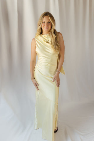 Sienna Satin Dress, Buttercream - The Red Thread Boutique