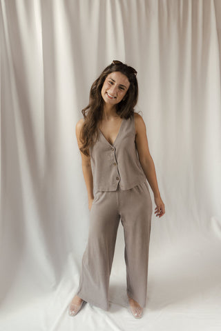 Z Supply Scout Jersey Crop Flare Pants, Perfectly Taupe - The Red Thread Boutique