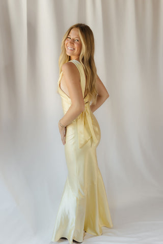 Sienna Satin Dress, Buttercream - The Red Thread Boutique