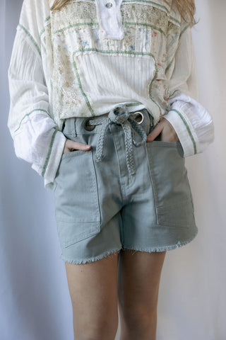Millie Drawstring Shorts, Vtg Blue - The Red Thread Boutique