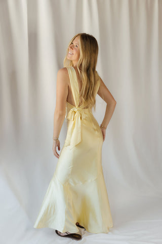 Sienna Satin Dress, Buttercream - The Red Thread Boutique