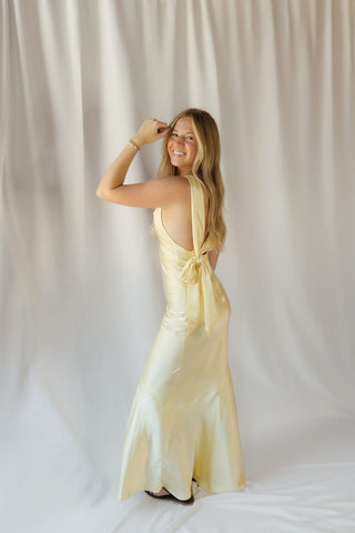 Sienna Satin Dress, Buttercream - The Red Thread Boutique