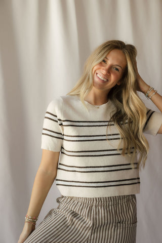Z Supply Gatewood Stripe Sweater, Heather Oatmeal