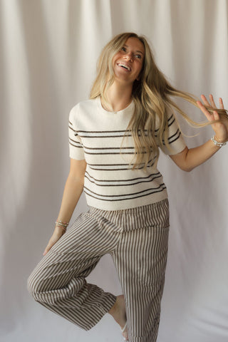 Z Supply Gatewood Stripe Sweater, Heather Oatmeal