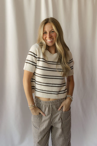 Z Supply Gatewood Stripe Sweater, Heather Oatmeal