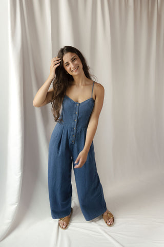 Z Supply Angel Eyes Twill Jumpsuit, Twilight Blue - The Red Thread Boutique