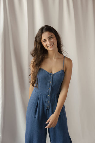 Z Supply Angel Eyes Twill Jumpsuit, Twilight Blue - The Red Thread Boutique