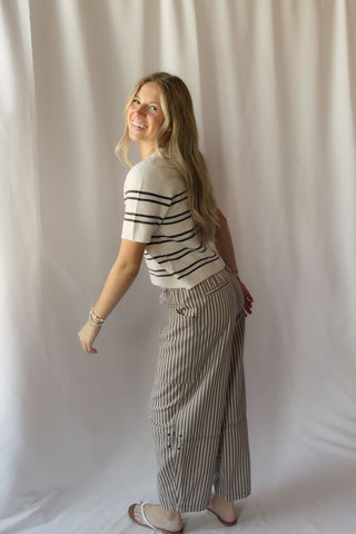 Z Supply Gatewood Stripe Sweater, Heather Oatmeal