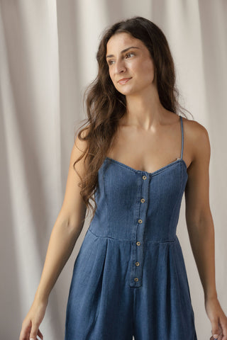 Z Supply Angel Eyes Twill Jumpsuit, Twilight Blue - The Red Thread Boutique