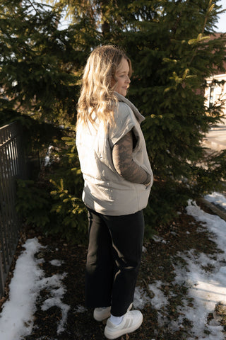 Oversized Puffer Vest, Cement *final sale* - The Red Thread Boutique