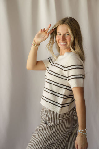 Z Supply Gatewood Stripe Sweater, Heather Oatmeal